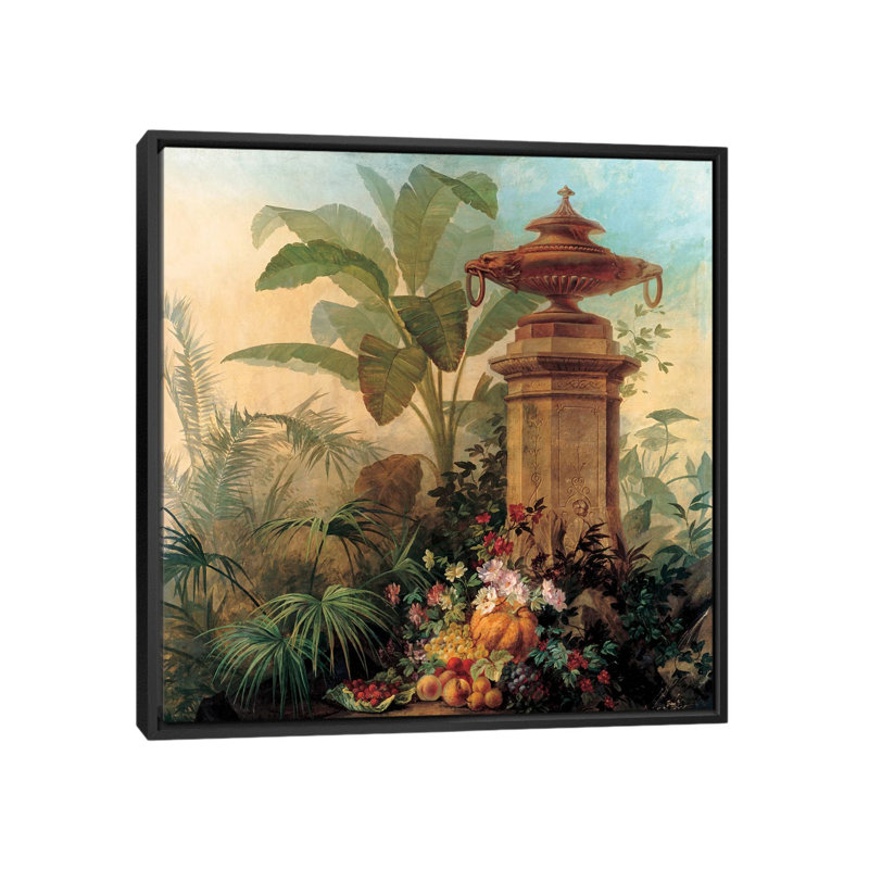 «Flowers and Tropical Plants» par Jean Capeinick, impression sur toile, H 18 po x l 18 po x P 1,5 po, Toile avec cadre noir