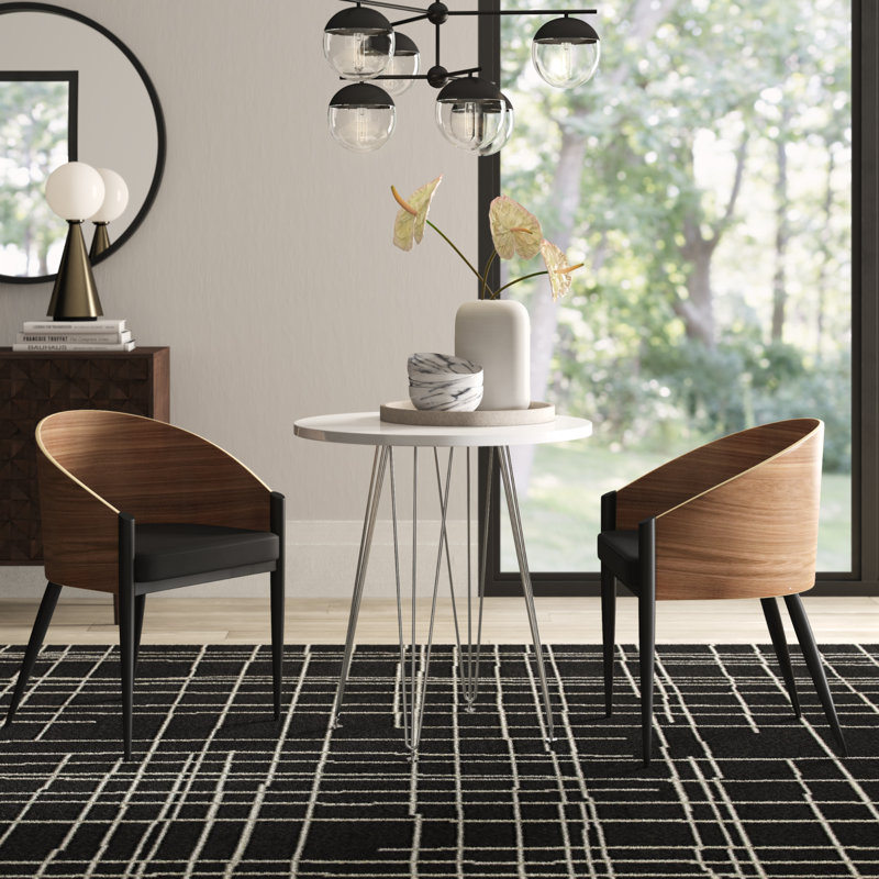 Round Metal Base Dining Table, White