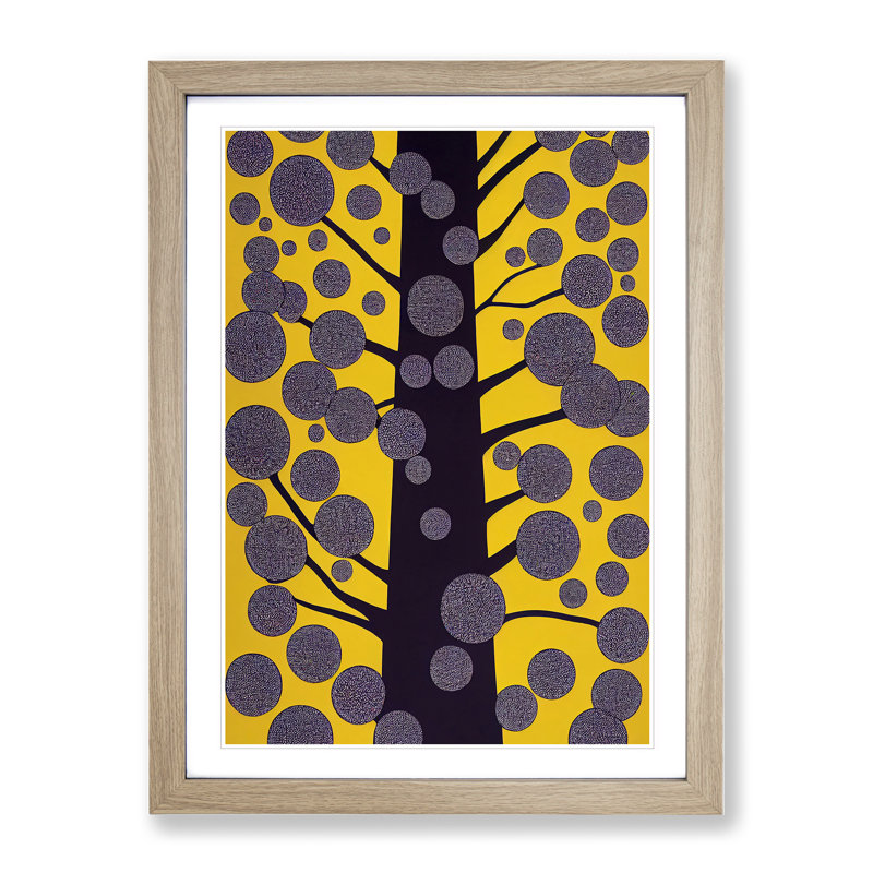 Bold Abstract Tree No.6 - Single Picture Frame Painting, 34cm H x 25cm W x 2cm D, Oak