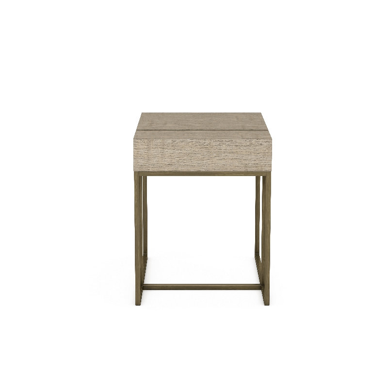 Shale Gray Wood and Metal End Table with Storage