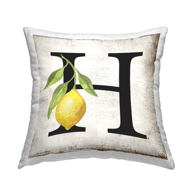 Stupell Industries H with Lemon Letter Design by Creatif Belle Throw Pillow