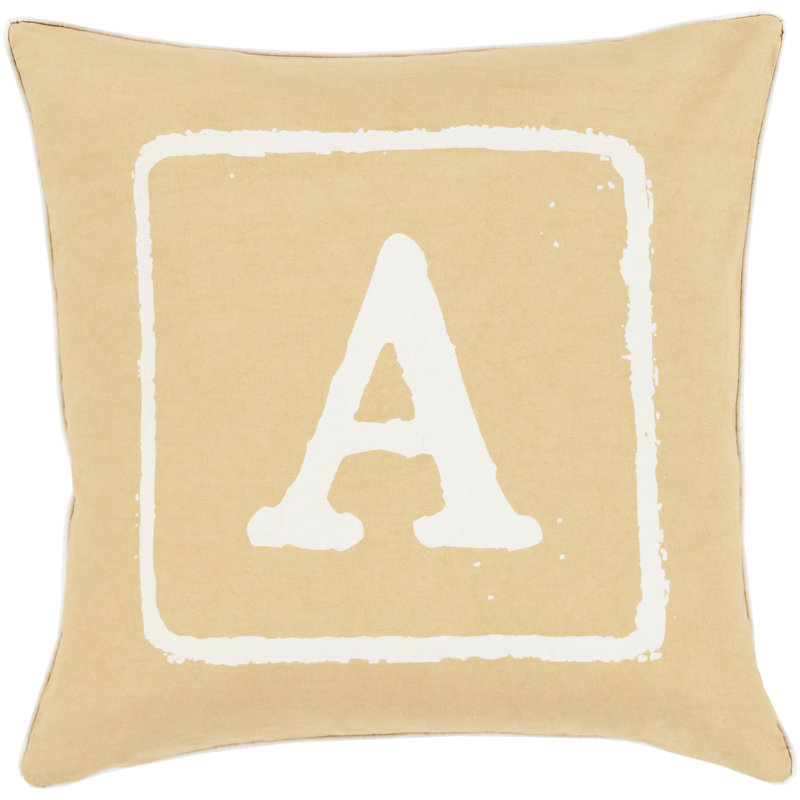 Coussin décoratif en coton, A, 20 po x 20 po, Blé / ivoire