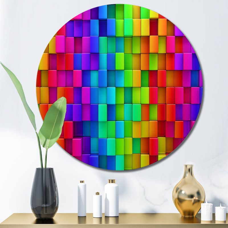 Arc-en-ciel de blocs colorés abstraits - impression sans cadre sur métal