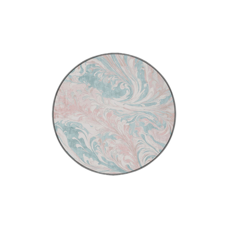 Machine Washable Gray Area Rug, Round 8'