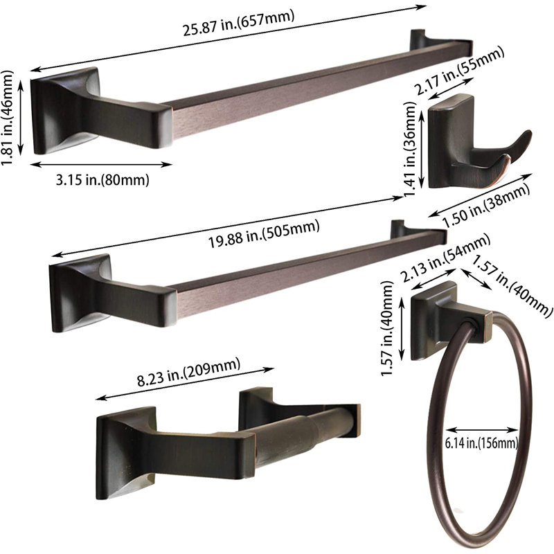 5 - Piece Bathroom Hardware Set, Matte Black