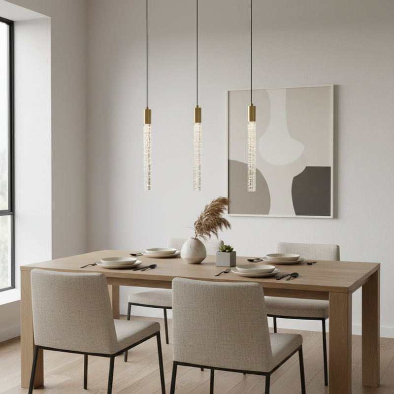 Luminaire suspendu en cristal pour îlot de cuisine 1 lumière Solem, Or