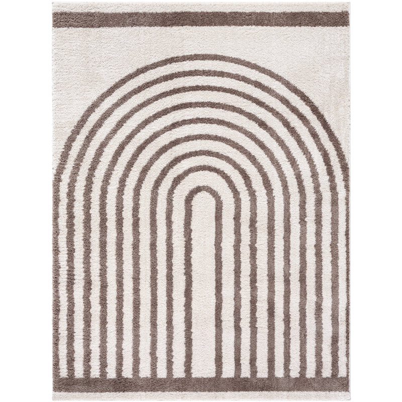 Machine Washable Shaggy Boho Dark Brown Area Rug, Rectangle 160 x 213cm