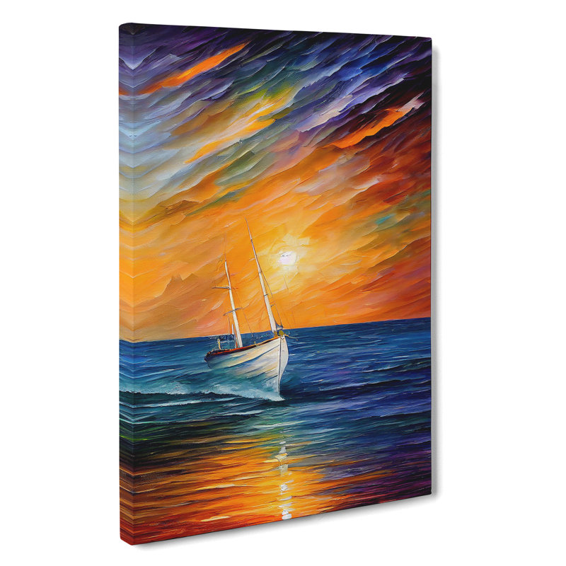 Boat at Sunset No.4 - Wall Art, Wrapped Canvas, 50cm H x 35cm W x 3cm D, No Matte