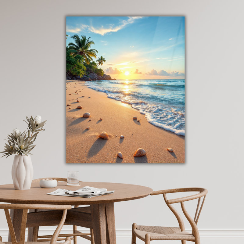 Art mural en verre trempé Tropical Beach, H 40 po x l 30 po