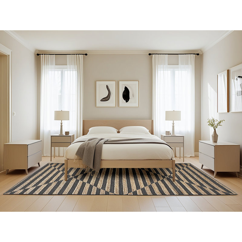 Tapis beige / noir Kraker, Rectangle 5 pi x 8 pi