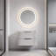 Meuble-lavabo flottant mural gris avec lavabo en céramique-841782900