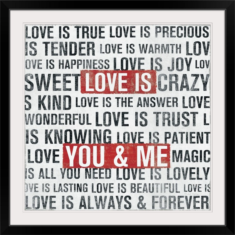 «Ahearn Love Is» par Michael Mullan - reproduction d'art textuel, H 20" x l 20" x P 1", Cadre noir