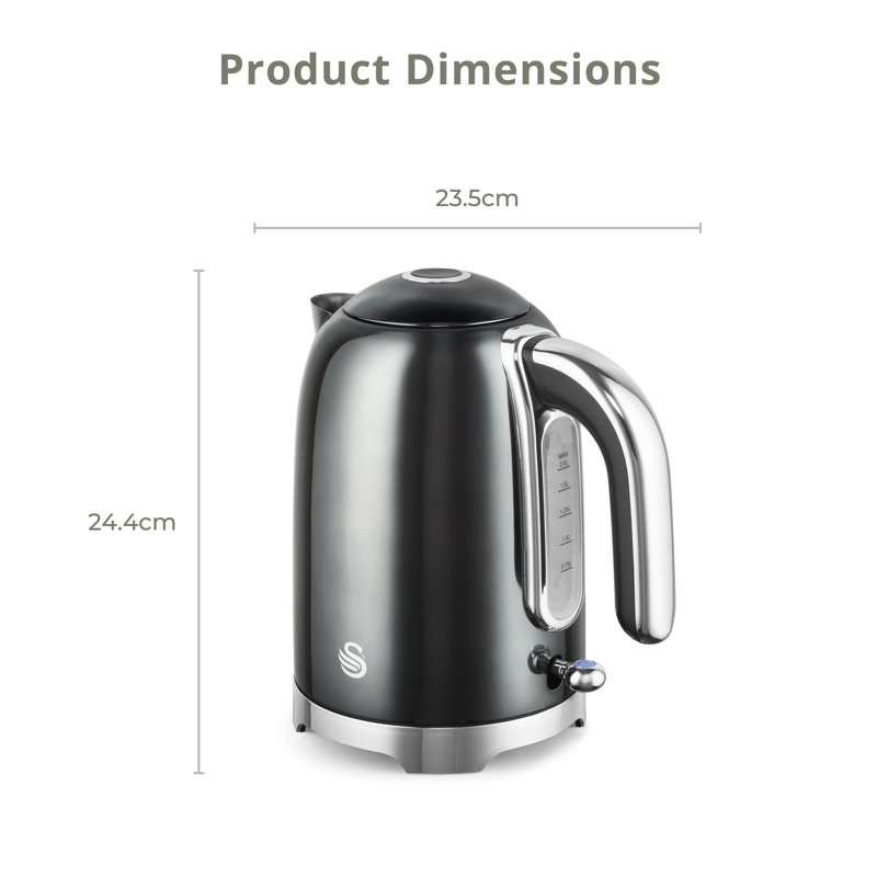 Swan Solace Cordless Kettle, Premium with a High Gloss Finish, Fast Boil, 360-Degree Base, Removable Limescale Filter, 1.7 Litres, 3000W