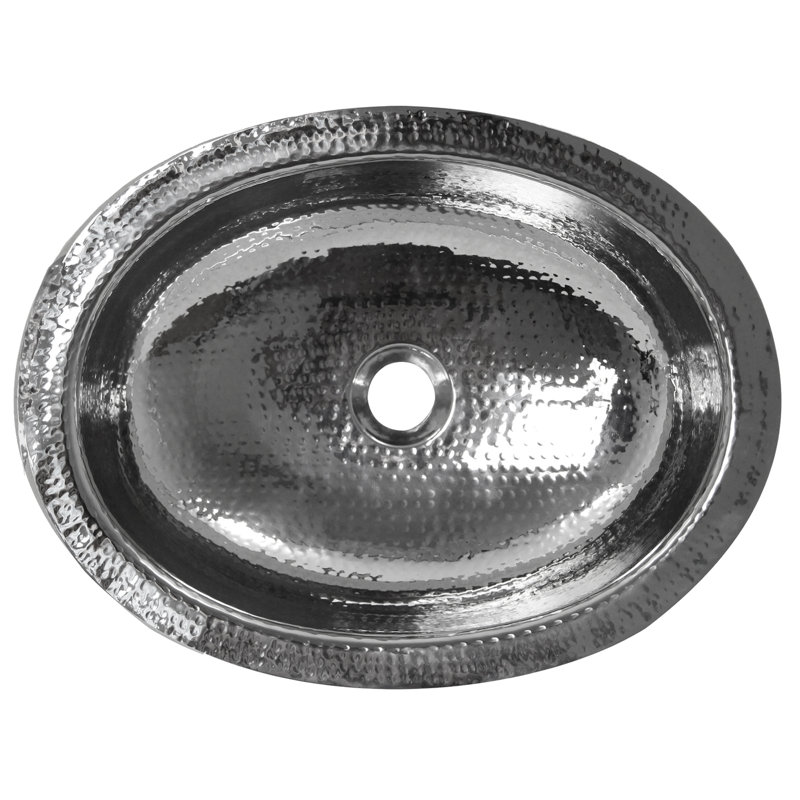 Hand Hammered Stainless Steel Oval Undermount Bathroom Sink
