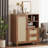Rattan Buffet Cabinet With Drawers And Adjustable Shelf, Sideboard Storage Cabinet-833155827