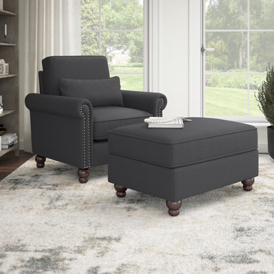 Fruzsina Upholstered Armchair with Ottoman