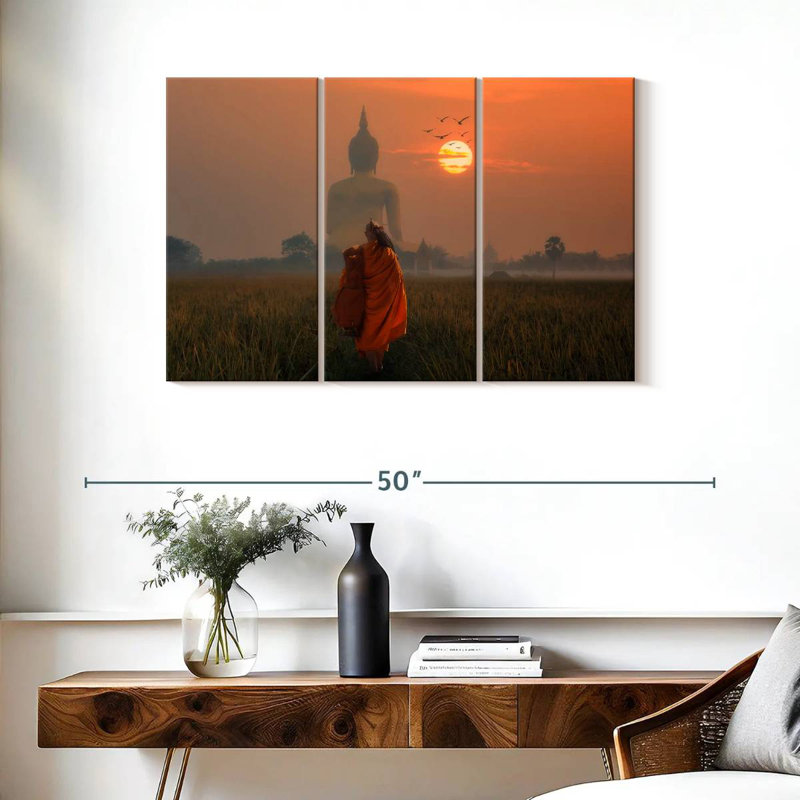 Adella Monk Behind Big Buddha, 24" H x 38" W