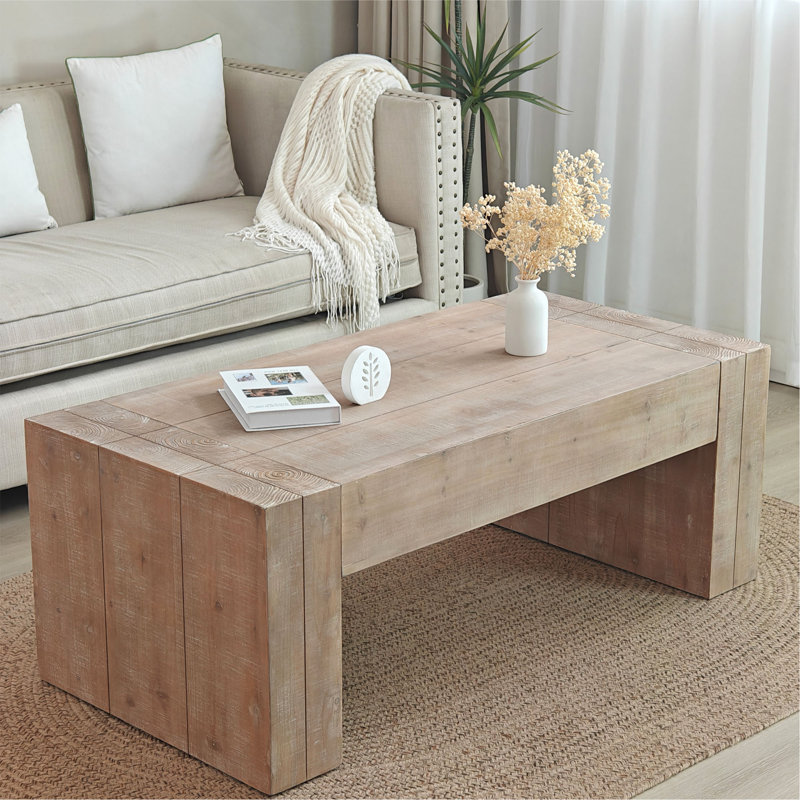 Table basse rustique en bois, table rectangulaire de style campagnard moderne de 49 po pour le salon