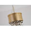 Suspension moderne à lumière DEL dorée avec cristaux transparents et champagne