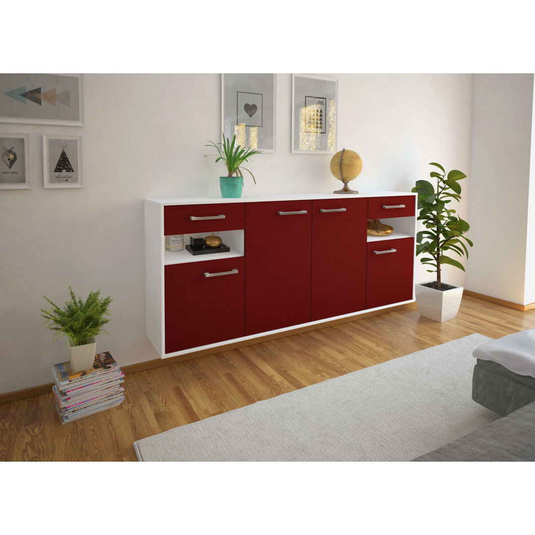 Sideboard Killeen, Farbe: Treibholz/Anthrazit, Fliegend/Metallgriffe, Größe: 180x79x35cm