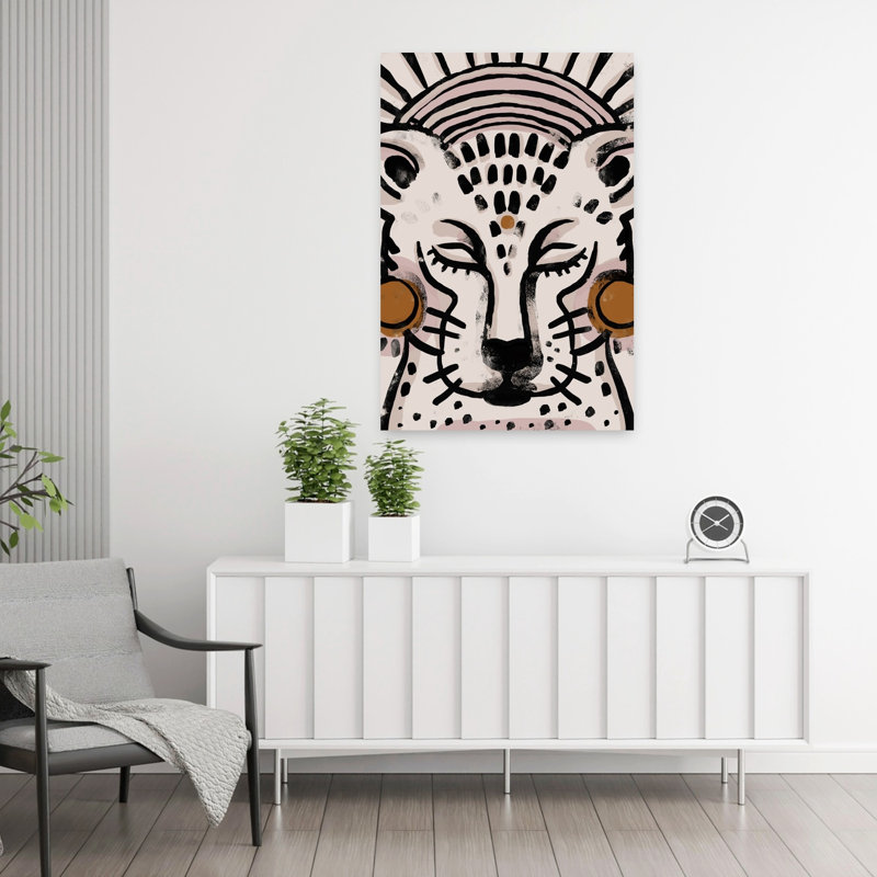 Leopard's Tranquility Minimalist Tiger Wall Art Print 1 Piece Wrapped Canvas Wall Art, 91.44cm H x 60.96cm W