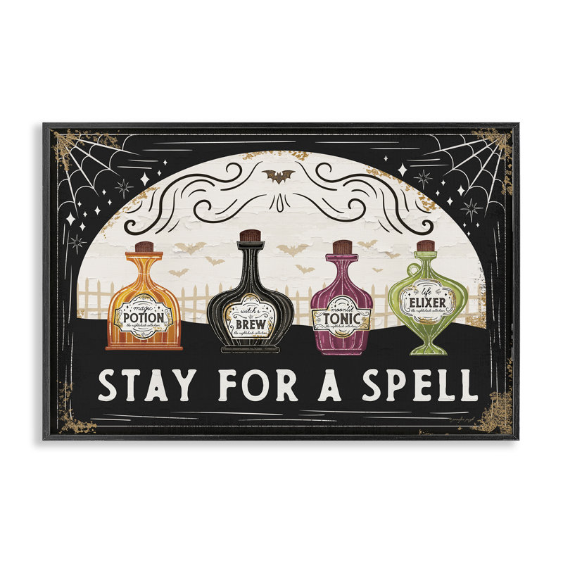 «Stay For A Spell», estampe numérique encadrée, design par Jennifer Pugh, H 12 po x l 18 po, Giclée encadrée noir minuit