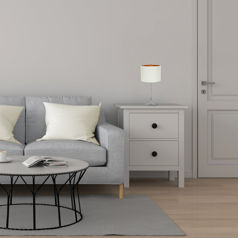 Contemporary Cotton Lamp/Light Shade with Shiny Paper Inner, 18cm H x 25cm W x 25cm D, Cream