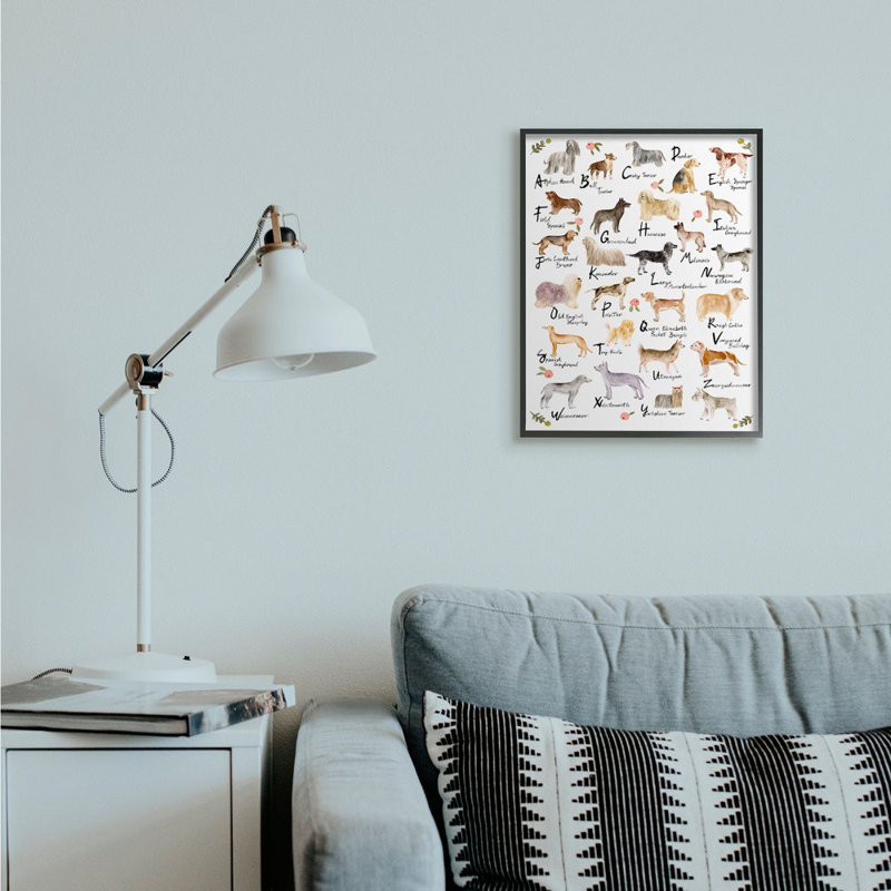 "Chic alphabet des chiens avec détails floraux" par Melissa want-impression d’art graphique, H 20 po x l 16 po x 1,5 po