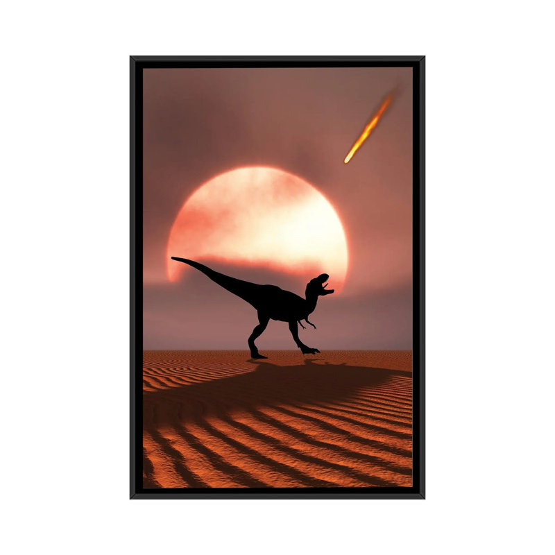 A Lone T-Rex Watches A Falling Asteroid That Will Bring About The Extinction Of All Dinosaurs by Mark Stevenson - Print on Canvas