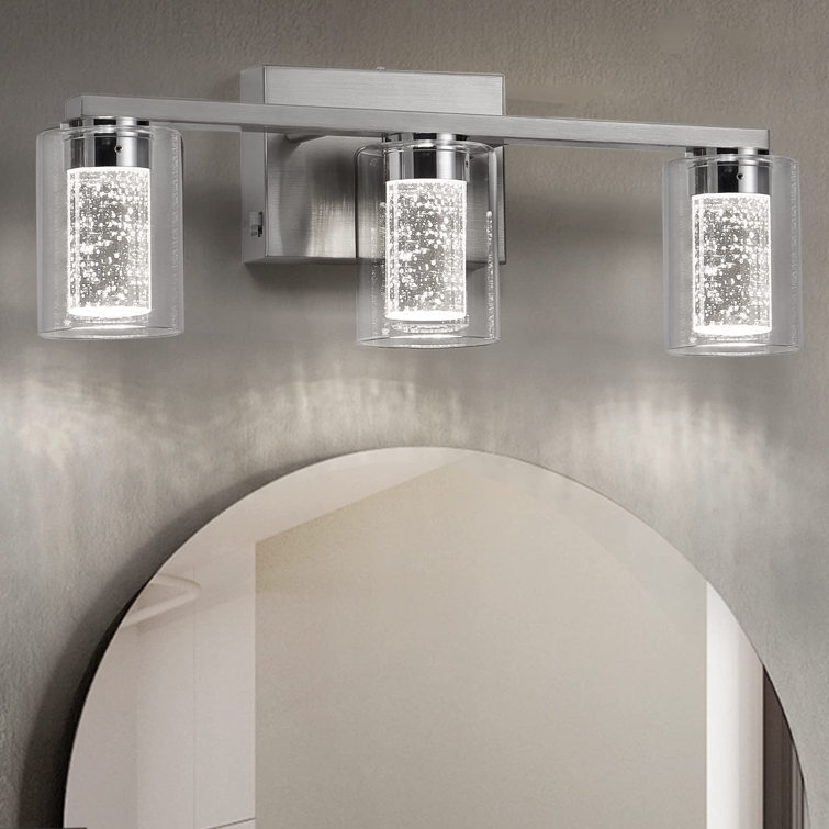 Ayushma Dimmable Crystal LED Bathroom Vanity Light with Glass Shade