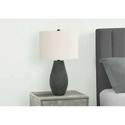 Lighting, H 24 po, lampe de table, résine noire, abat-jour ivoire / crème, contemporain