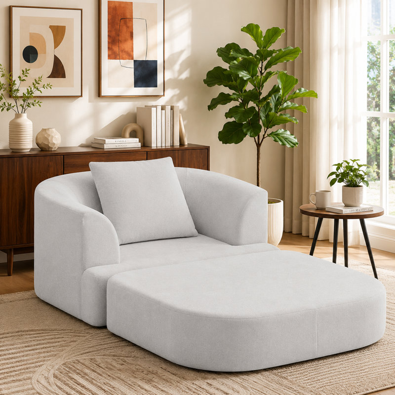 Fauteuil convertible 69,3 po, Chenille gris pâle