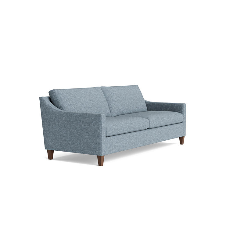 Vera Sofa (85"), Walnut Finish (Angled), Velvet - Beige
