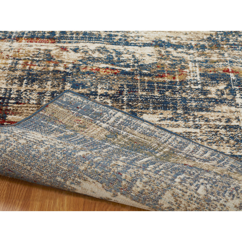 Tapis abstrait bleu / beige Holbeach, Rectangle 2 pi x 3 pi