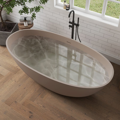 65'' Freestanding Bathtub Solid Surface Stone Resin Soaking Tub