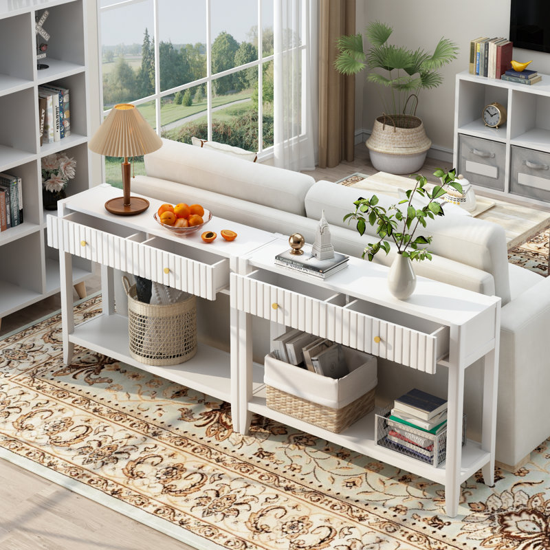 Console de 29,53 po de hauteur avec tiroirs, table d'appoint étroite en bois avec tablette de rangement pour hall d'entrée, vestibule, couloir et salon