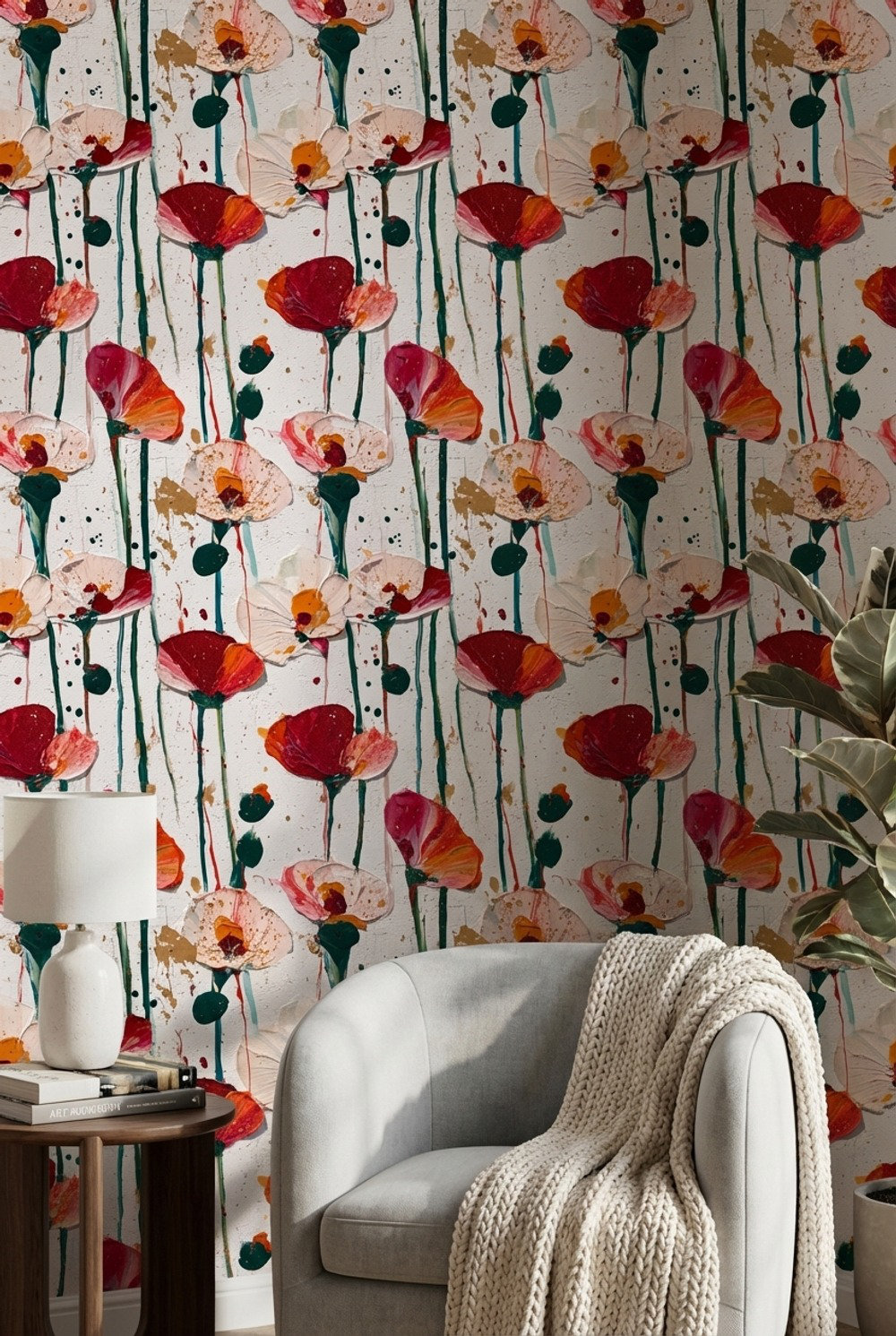 Lark Manor™ Floral Wallpaper Abstract Removable Modern Wall Mural | Wayfair