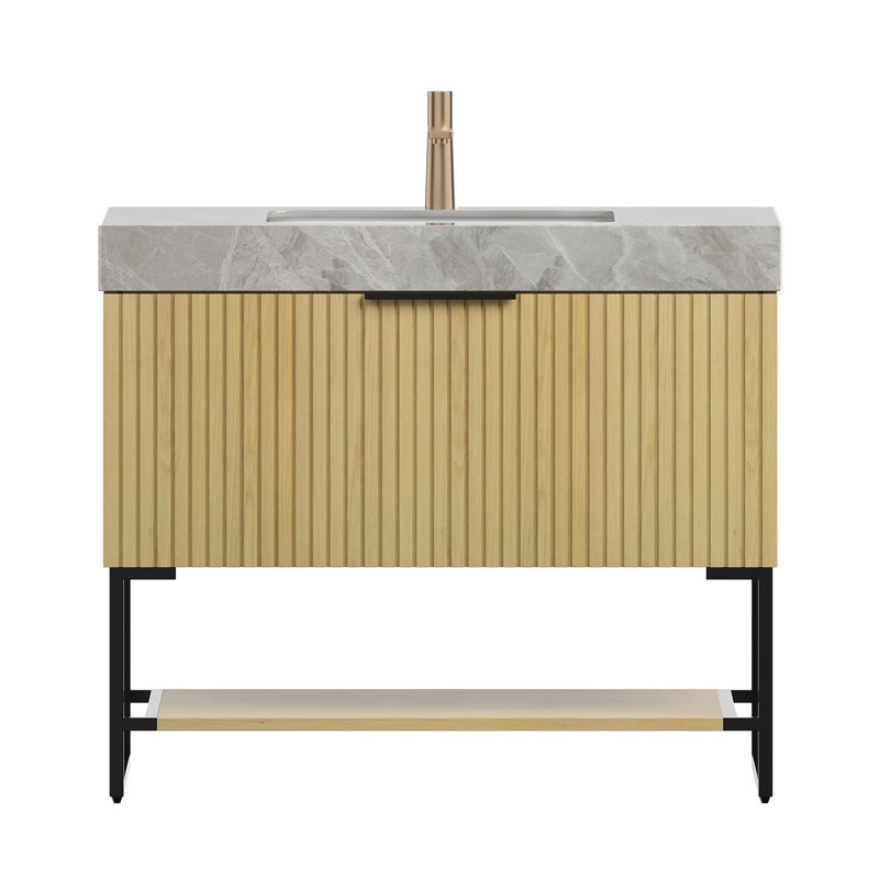 Meuble-lavabo de salle de bain 36 po YOLAN, Chêne clair, 36"