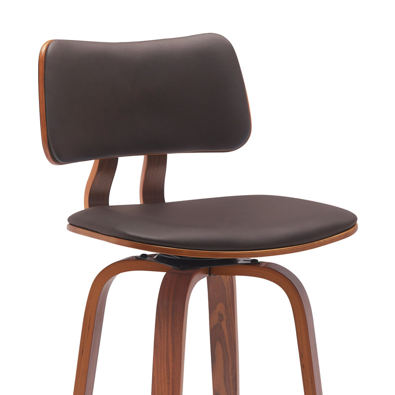 Tabouret pivotant en bois massif Aylis, Brun, Brun, Tabouret de bar (siège d’une hauteur de 30 po)