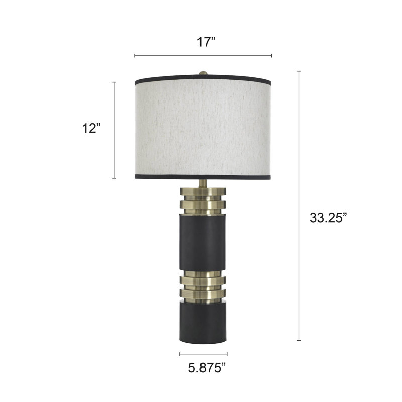 Steel Table Lamp - Drayton Gold - White Fabric