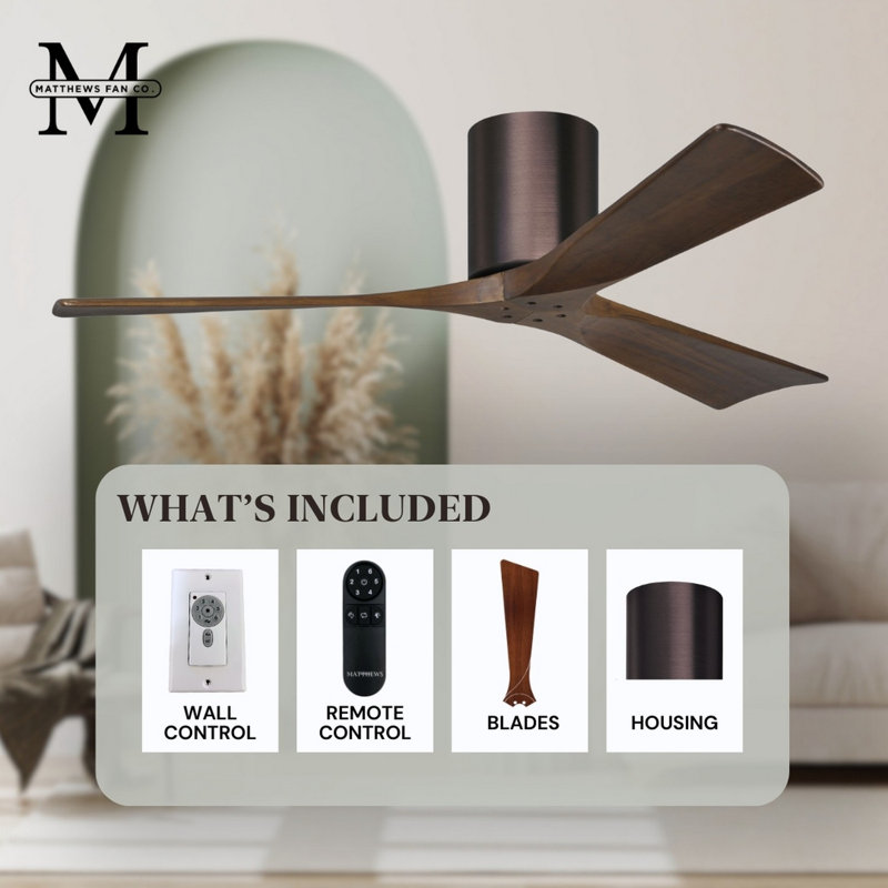 Irene Ceiling Fan, Brushed Bronze, Walnut Tone, 52"