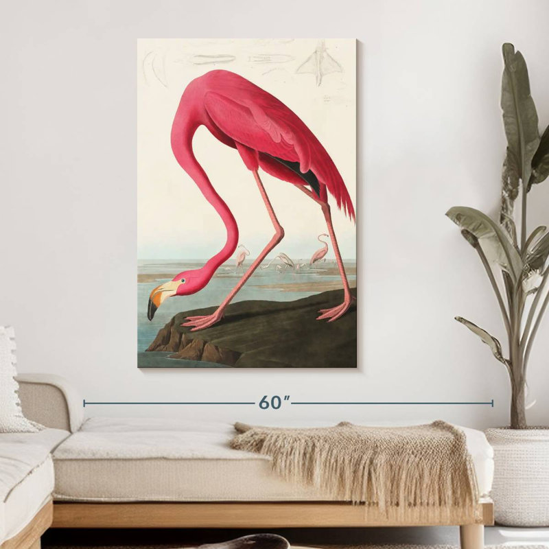 Flamant américain sur toile, H 48 po x l 32 po x P 1,25 po