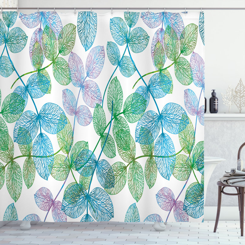  Rideau de douche ombré à fleurs avec crochets Ivy, H 70 po x l 69 po