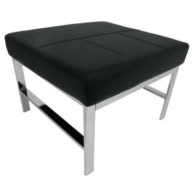 Atlas Modern Chrome and Leather Ottoman