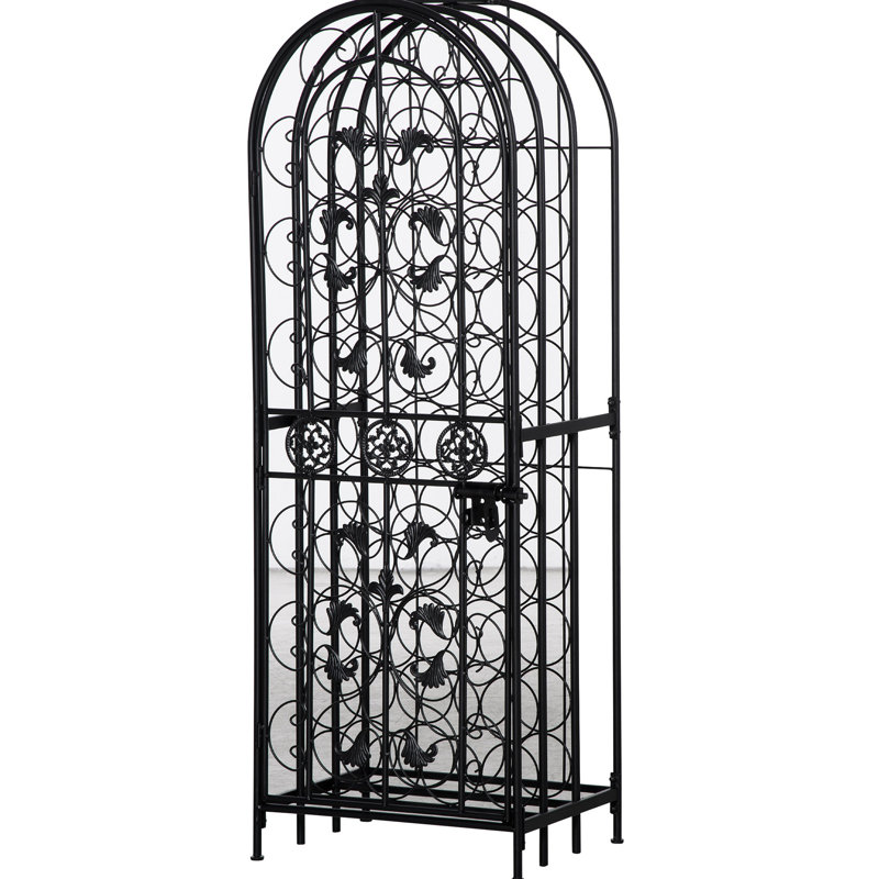 45 Bottle Wrought Iron Wine Rack Jail With Lock