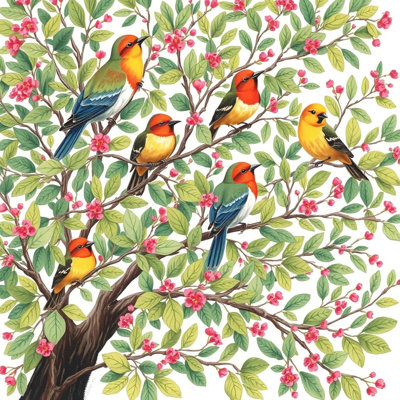 «Spring Chorus Blossom Birds», art mural
