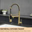 Robinet de cuisine rétractable, acier inoxydable, poignée simple, or brossé, attrait moderne