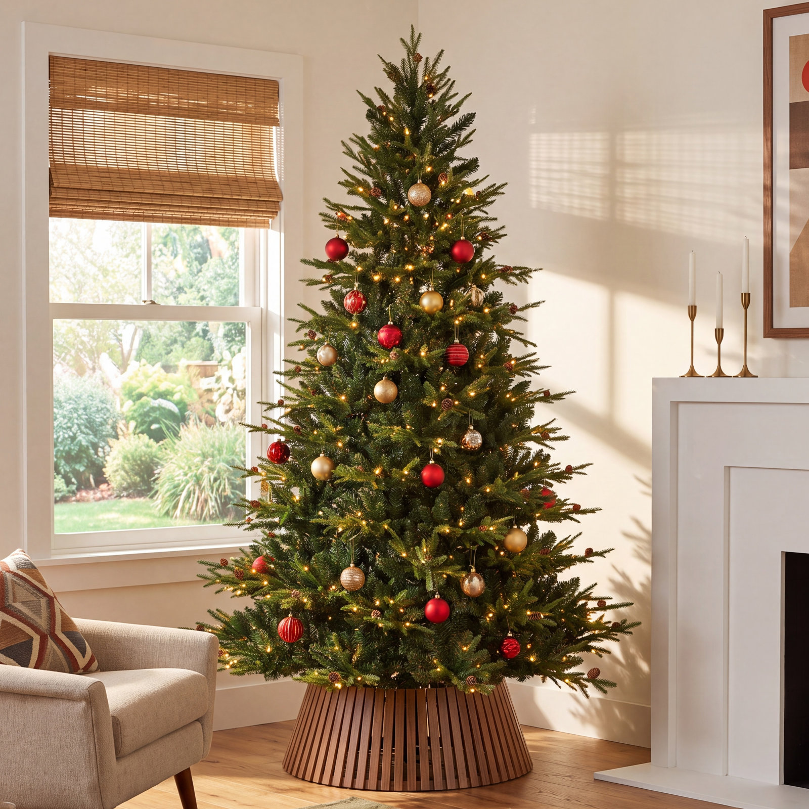 Pre-Lit Pine Christmas Tree, 6.5'