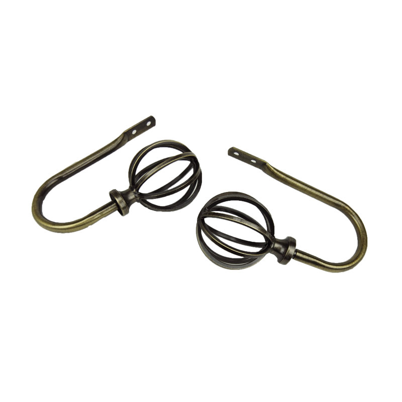 Alizeah Steel Adjustable Curtain Holdback, Antique Brass