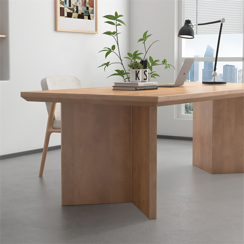 Simple Steady Solid Wood Pine Rectangle Desk, 29.5" H x 70.87" W x 31.5" D